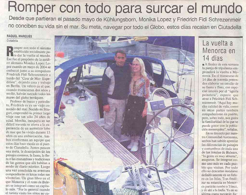 Menorca Zeitung Romper con todo para surcar el mundo - 1